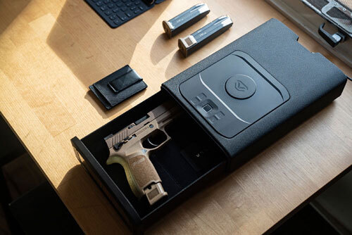 Vaultek ViSN smart gun safe connected to Wi‑Fi, phone app notifications.