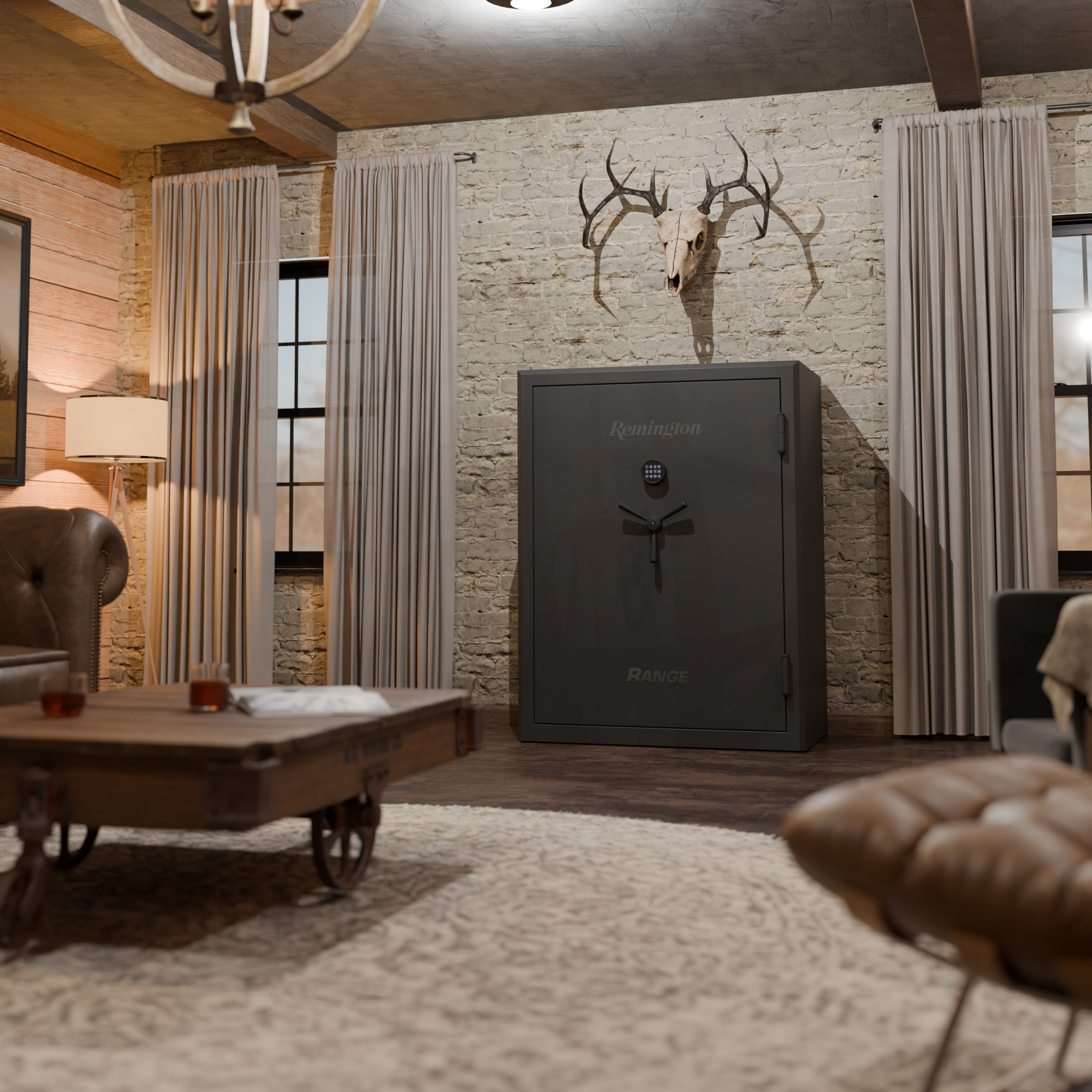 Gun owner choosing a fireproof gun safe for secure firearm storage