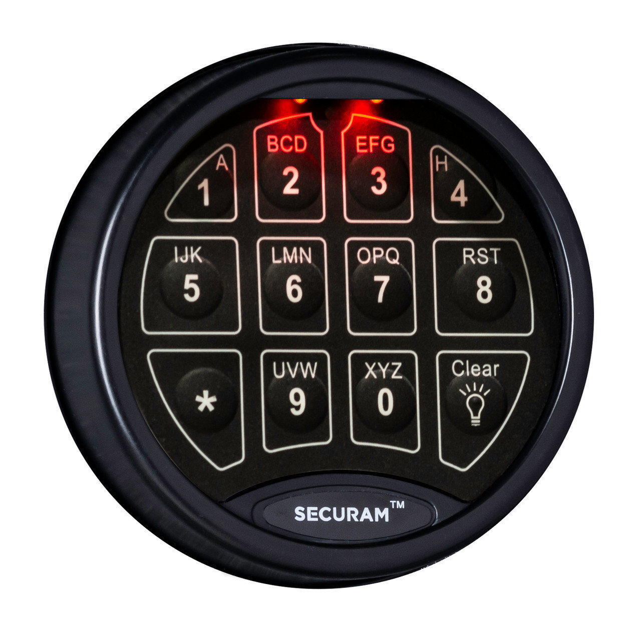 Close-up showing an electronic keypad.